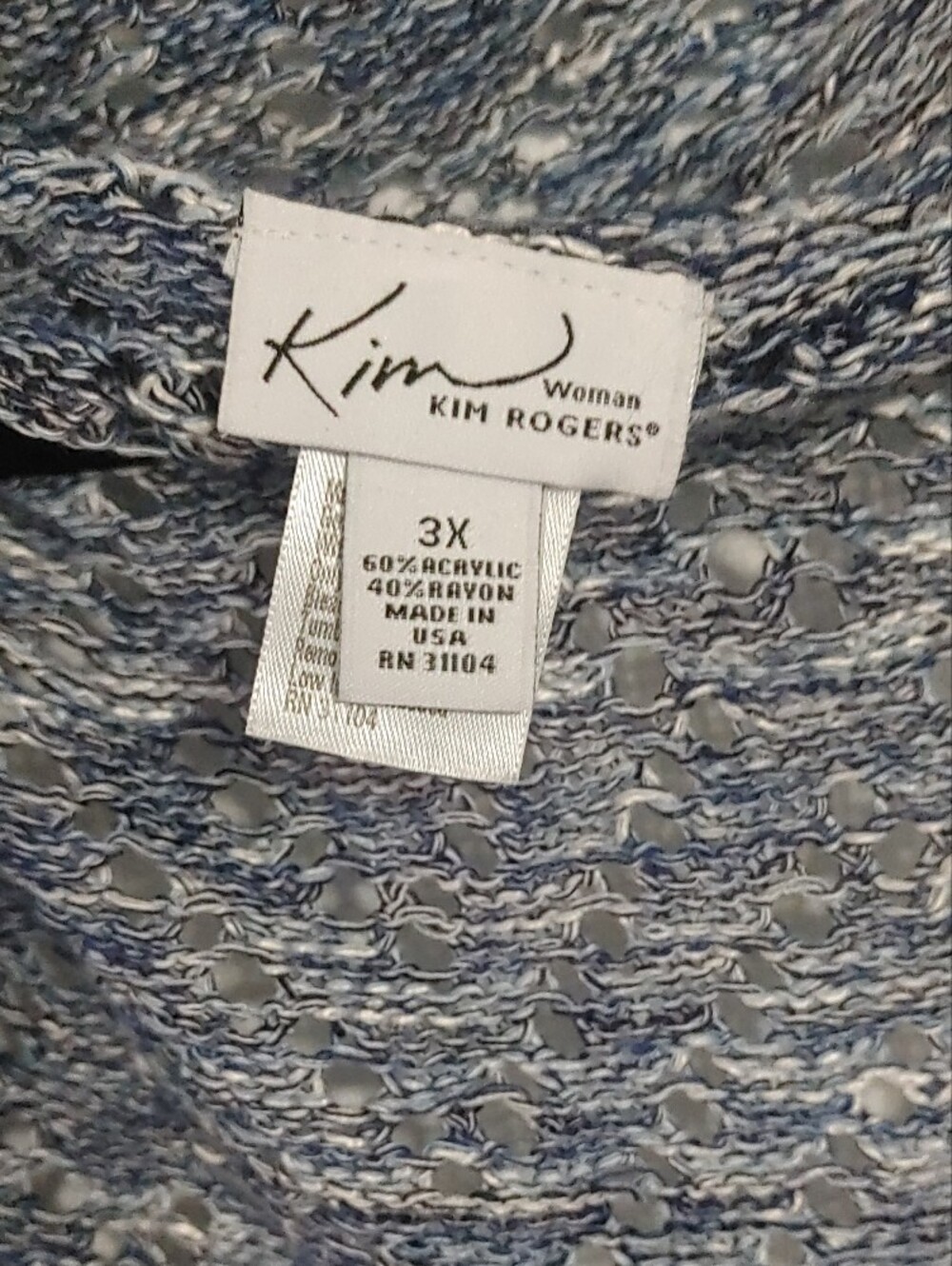 Kim Rogers Women's 3X Blue Marled Drape-Front Knit Vest - Picture 2 of 8